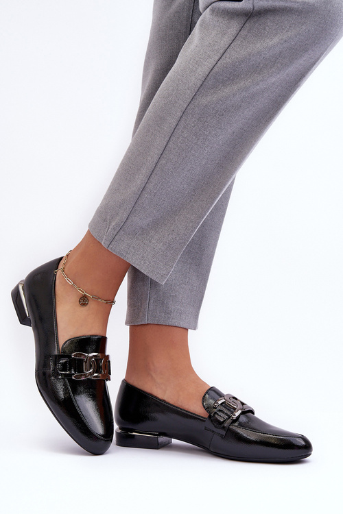 Жіночі мокасини з прикрасами Чорні Camilena