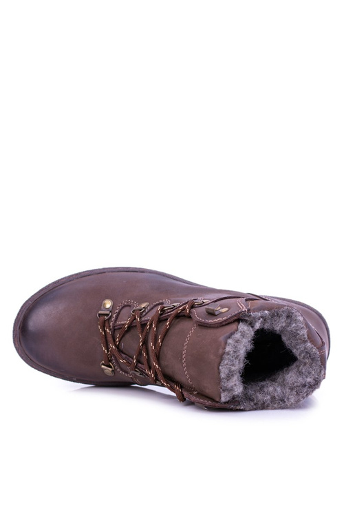 Коричневі утеплені шкіряні чоловічі черевики Abelo