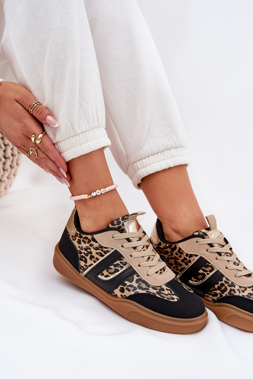 Жіночі Кросівки З Еко Шкіри Леопардові Чорні Satylies
