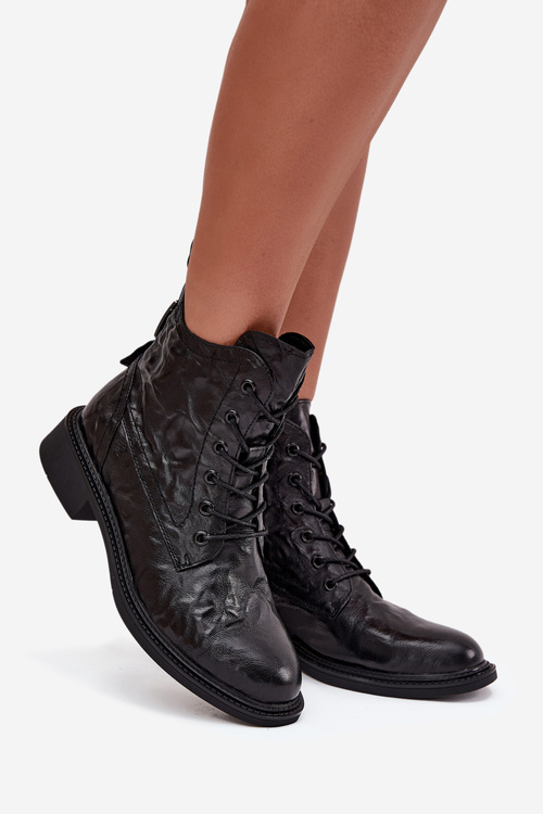 Жіночі черевики з натуральної шкіри утеплені Artiker 57C1006 чорні