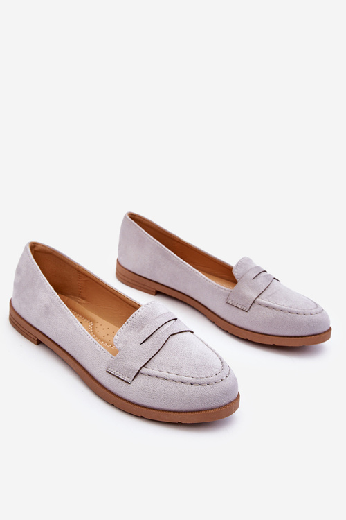 Зручні замшеві жіночі лофери сірі Lucca