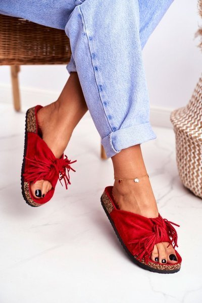 Червоні жіночі шльопанці Tassels Marina