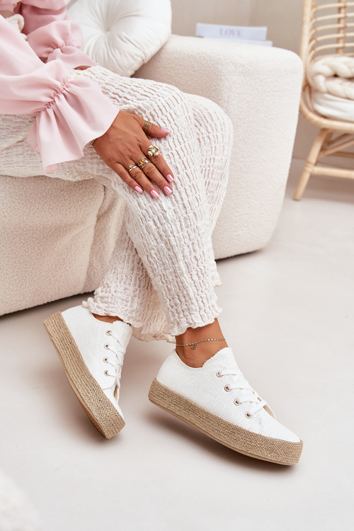 Жіночі Кросівки На Платформі З Плетенням Білі Princa