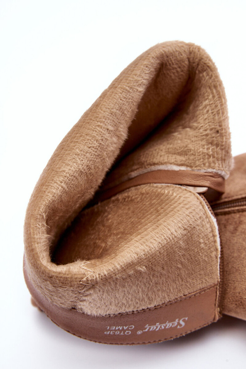 Жіночі замшеві чоботи вище коліна на каблуці темно-бежеві Kilrenita