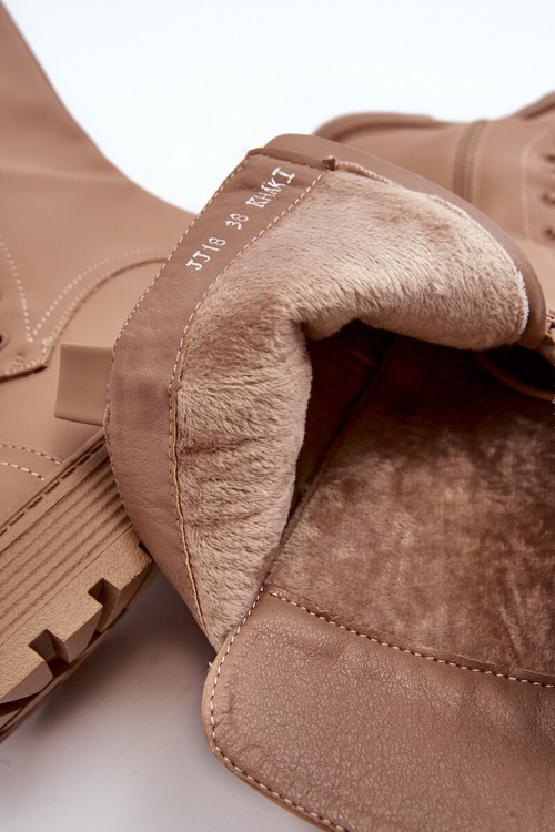 Утеплені ботильйони на шнурівці темно-бежеві Bergdis