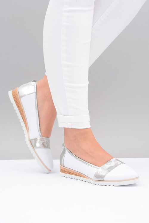 Польські шкіряні білі балерини Moro Persi