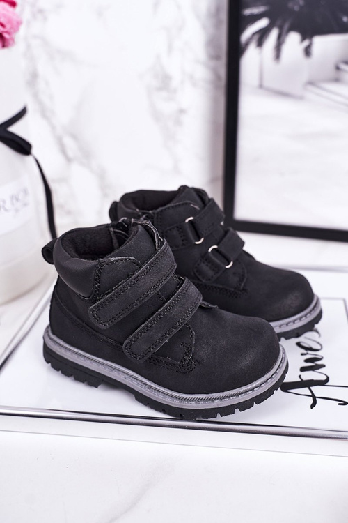 Дитячі черевики на липучці Чорні Moa