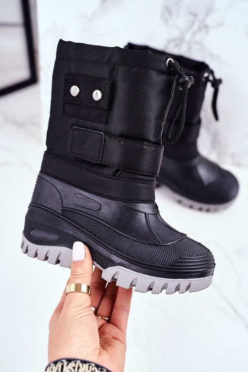 Дитячі снігові черевики теплі чорні жарка зима