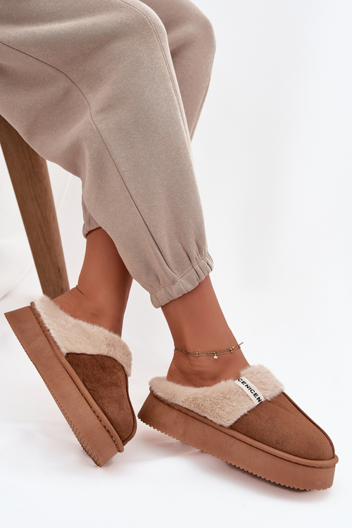 Жіночі тапочки з хутром Коричневі Parisse