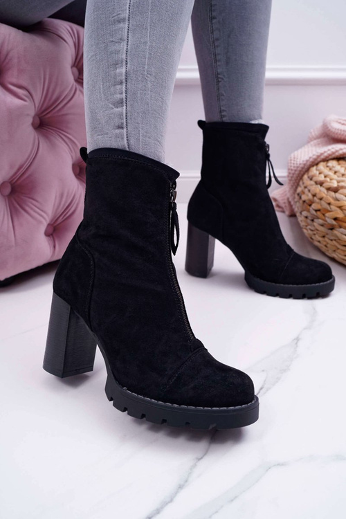 Жіночі чоботи на шпильці чорні Frann