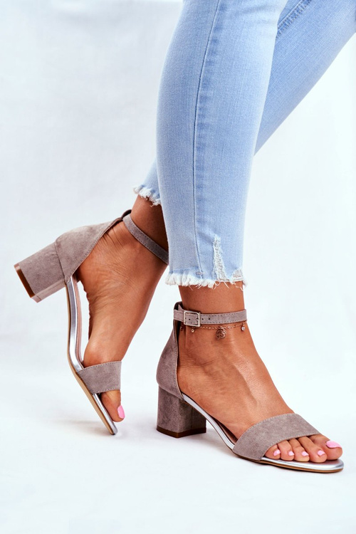 Замшеві босоніжки на штанзі Sergio Leone SK839 сіро-сріблясті