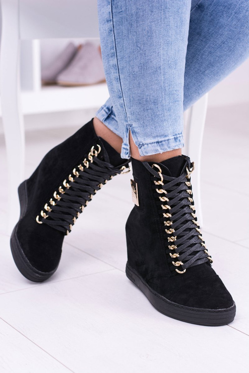 Жіночі кросівки Lu Boo з ланцюжками замшеві чорні Monica