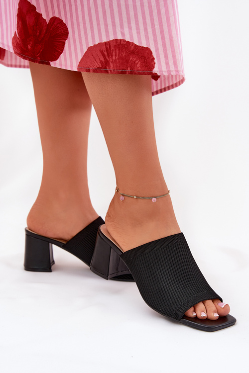 Жіночі Сандалі На Каблуку Тип Блок Чорні Wenilan