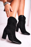 Жіночі черевики на високому каблуці Еко-замша Чорний Екстаз