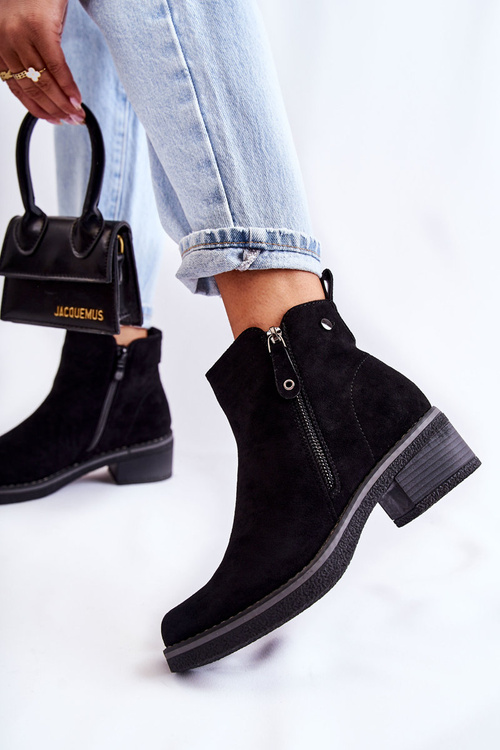 Замшеві чоботи на низькій шпильці Black Laurisa