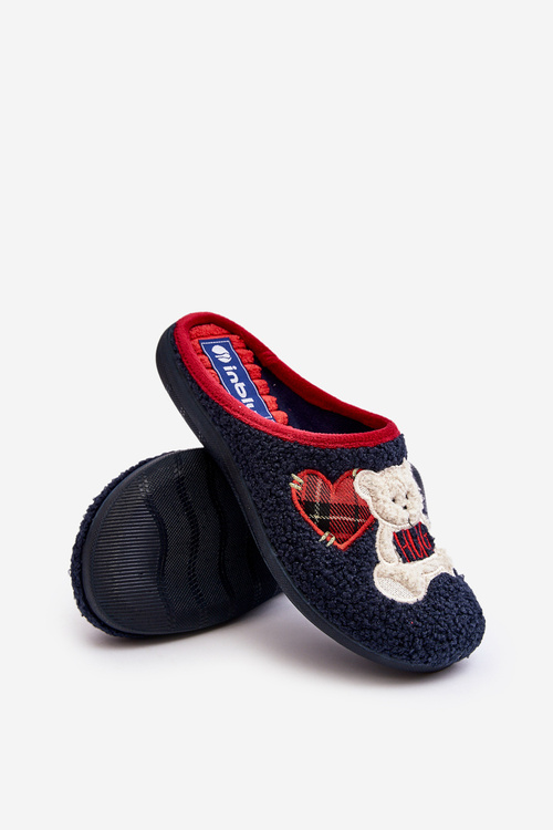 Жіночі домашні тапочки Мюлі з синім ведмедиком Inblu EC000095 Темно-синій