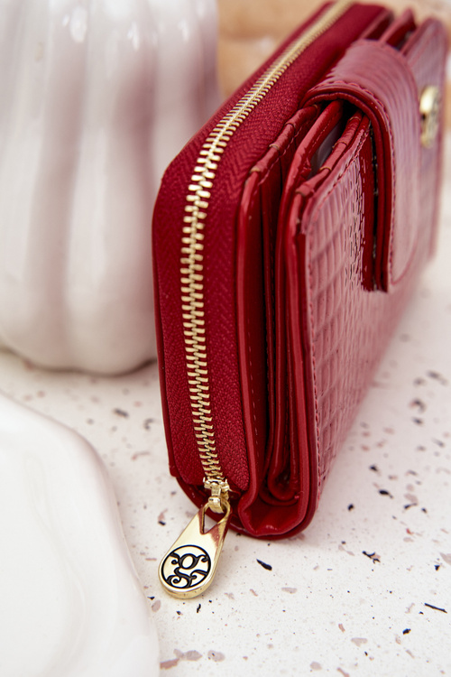 Лакований жіночий гаманець з тисненням червоний Rivonna