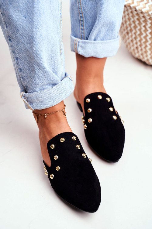 Жіночі шльопанці Lu Boo чорні замшеві Seniorita