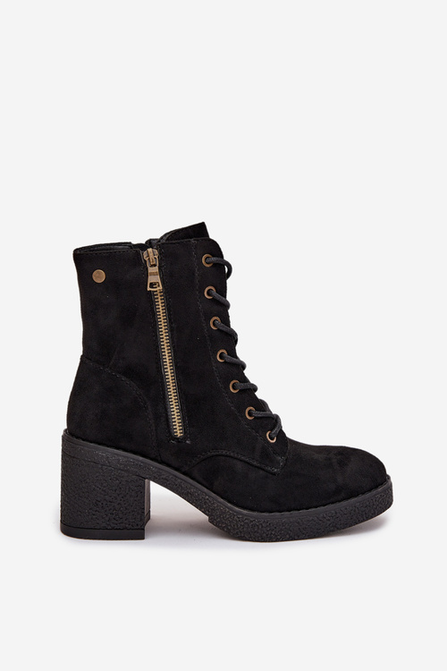 Ізольовані жіночі черевики з шнурками та блискавками Чорні Paressa