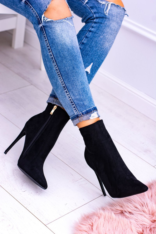 Чорні замшеві венеціанські черевики Lu Boo на шпильці