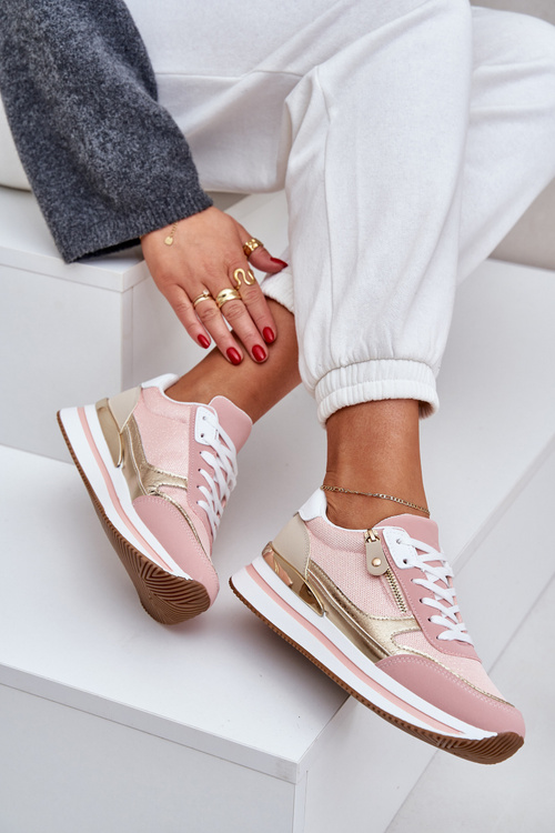 Жіночі Блискучі Спортивні Черевики На Платформі Рожеві Florefedi