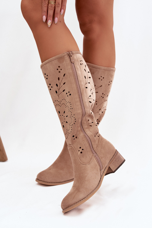 Відкриті жіночі чоботи на підборах Хакі Хелінна