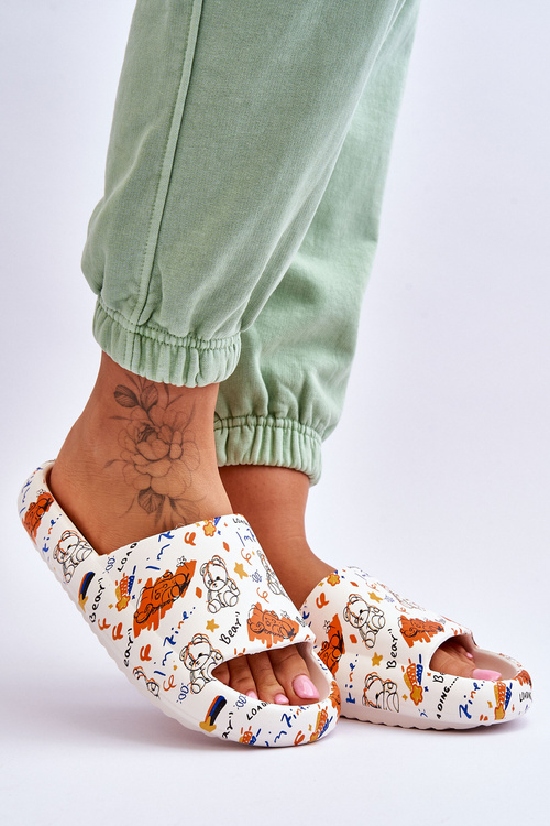 Жіночі поролонові тапочки з Тедді і буквами бежево-помаранчеві Zoey