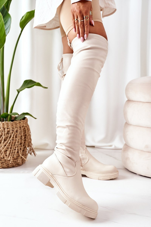 Шкіряні чоботи Beige Selina