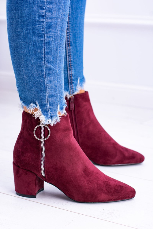 Бордові замшеві черевики на шпильці Jonnes