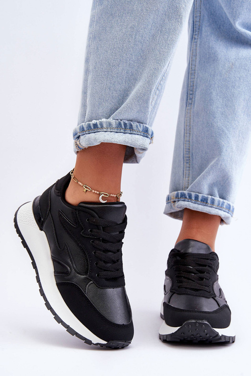 Жіноче спортивне взуття на платформі чорно-білі Henley