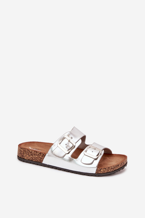 Жіночі Сандалі На Корковій Платформі З Пряжками Сріблясті Vesina