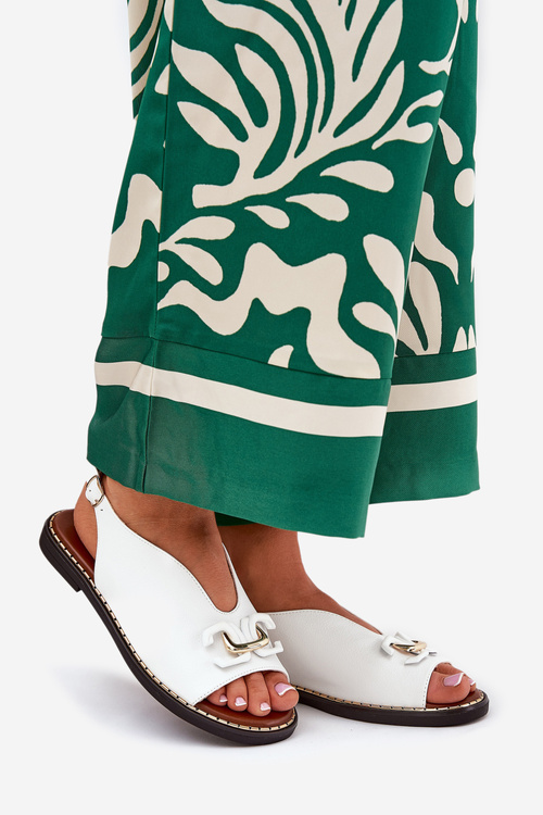 Сандалі На Плоскому Каблуці З Декором Еко Шкіра Білі Tillireta