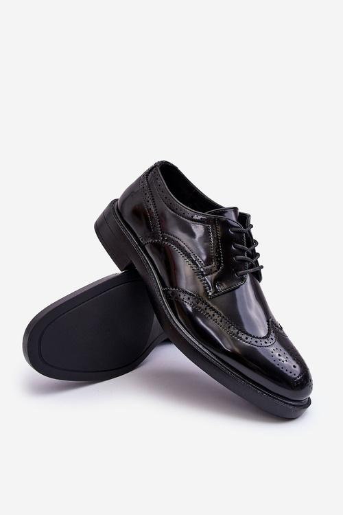 Чоловічі елегантні лаковані туфлі чорні Gustavo