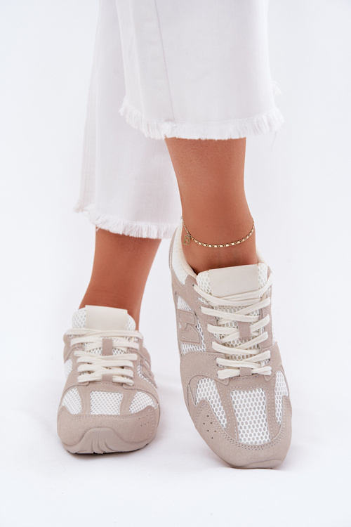 Жіночі Спортивні Черевики З Еко Замші Біло-Бежеві Dorella