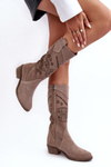 Жіночі замшеві чоботи з мереживним малюнком Cappuccino Sierra