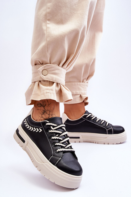 Зручне жіноче спортивне взуття на платформі Чорно-бежевий Деван