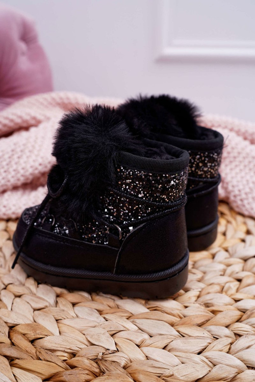 Дитячі снігові черевики з флісом Чорні Мінні Маус