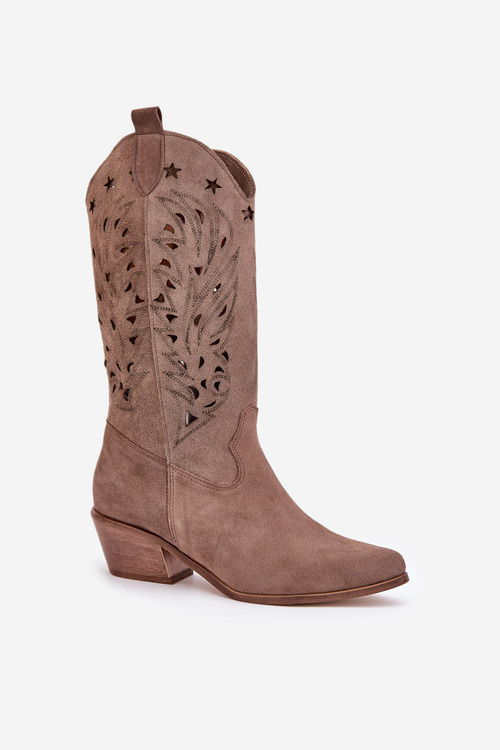 Замшеві Чоботи З Перфорацією Коричневі Zazoo 3609