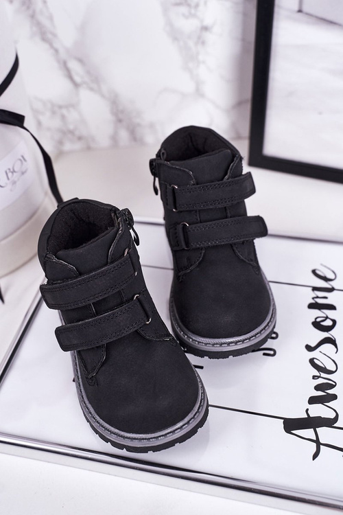 Дитячі черевики на липучці Чорні Moa