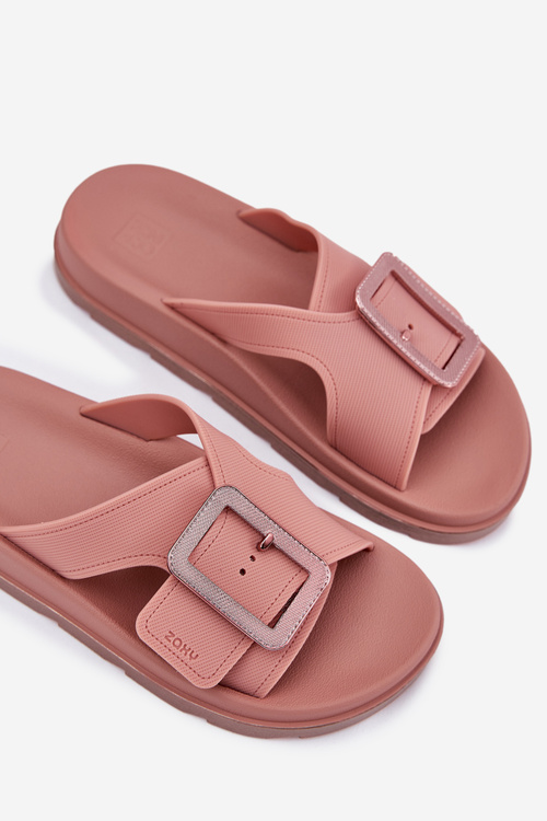 Ароматні жіночі шльопанці з декоративною пряжкою ZAXY RR285077 брудно-рожевий