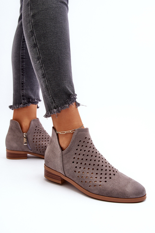 Низькі сірі жіночі ботильйони на підборах Janetris