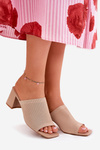 Жіночі Сандалі на Каблуку Типу Блок Бежеві Wenilan