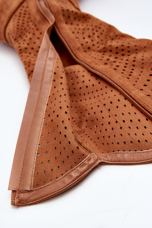 S.Barski HY66-150 Ажурні чоботи на плоскій каблуці Camel