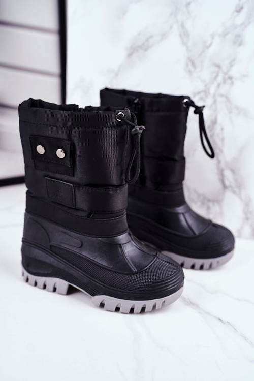 Дитячі снігові черевики теплі чорні жарка зима