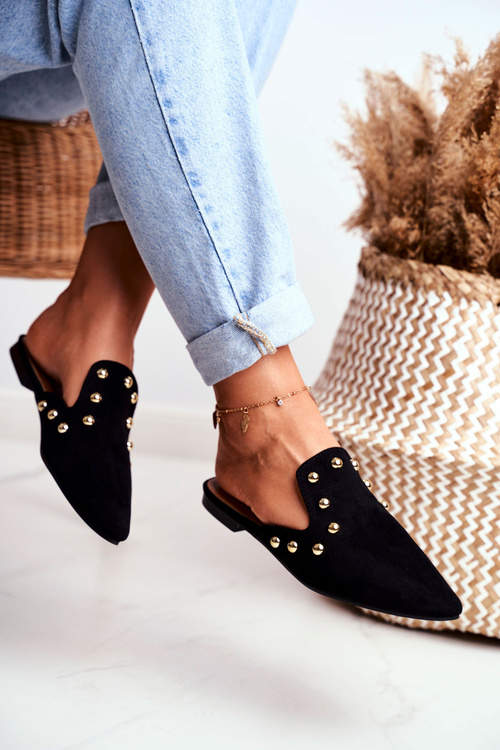 Жіночі шльопанці Lu Boo чорні замшеві Seniorita