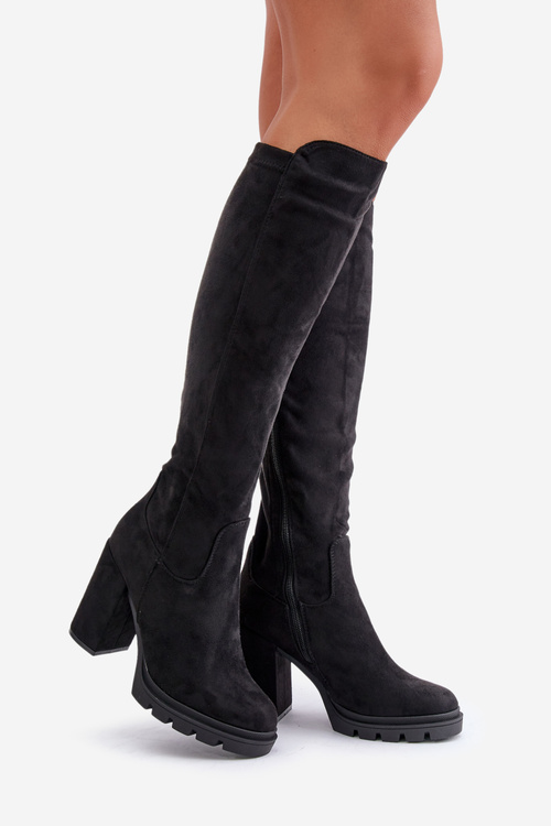 Жіночі чоботи еко замша на підборах Tirisha на флісовій підкладці