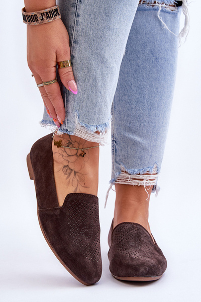 Замшеві зручні лофери коричневого кольору Giovana