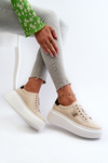 Бежеві жіночі шкіряні кросівки на платформі Pernalia