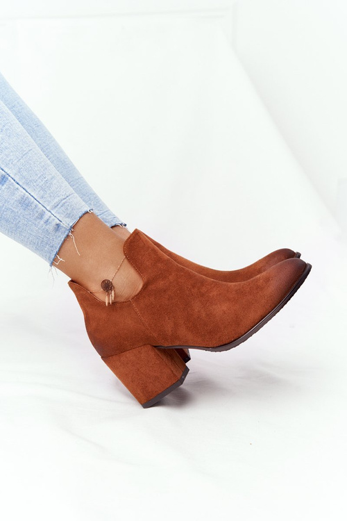 Чоботи жіночі на блочному каблуці Vinceza 21-10558 Camel