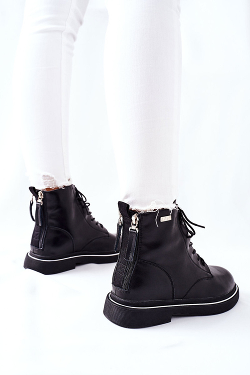 Жіночі шкіряні високі чоботи GOE II2N4014 Чорні